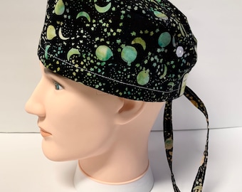 Galaxy Surgical Style Scrub Hat Accessories Hats & Caps Scrub Caps Ponytail Style Scrub Hat 100% Cotton Fabric Adjustable Scrub Hat With Buttons For Mask Loops 