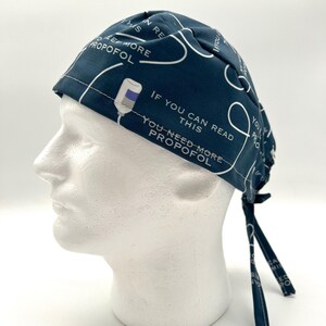 Anesthesia Scrub Cap: "Need More Propofol" Print, Satin Lining Option image 8