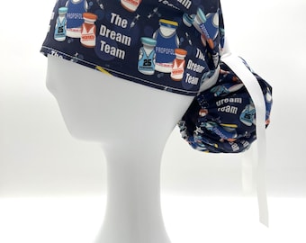 Bonnet d'anesthésie Dream Team : modèle queue de cheval, doublure en satin en option