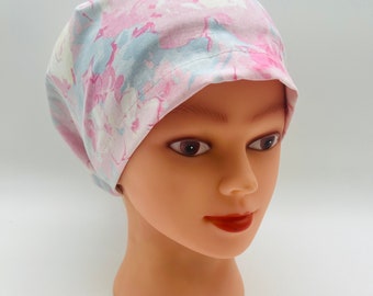 Pastel Floral Scrub Cap, Euro Scrub Cap, Flowers in the Garden Surgery Cap, four styles