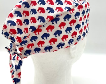 Buffalo Print Scrub Cap: Cotton Surgical Hat, Satin Lining Option