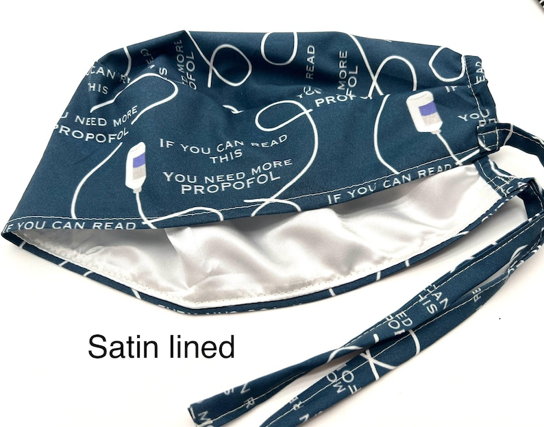 Anesthesia Scrub Cap: "Need More Propofol" Print, Satin Lining Option image 9