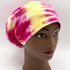 Tie Dye Scrub Cap, euro tie dye scrub cap, ponytail tie dye scrub hat, four styles available image 4