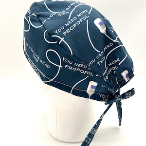 Anesthesia Scrub Cap: "Need More Propofol" Print, Satin Lining Option image 7