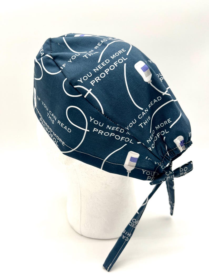 Anesthesia Scrub Cap: "Need More Propofol" Print, Satin Lining Option image 7