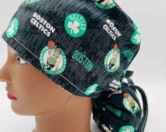 Boston Celtics Scrub cap,  Celtics Ponytail Scrub Cap, Celtics Scrub Hat, four styles and XL