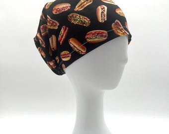 Hotdog Scrub Cap, Euro, Ponytail, Bouffant, Satin Lined