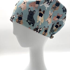 French Bulldog Scrub Cap, Euro Scrub Cap, satin lining option, five styles available