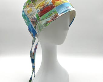 Bonnet chirurgical pour femme Boston Landmarks, doublure en satin disponible, cinq modèles.