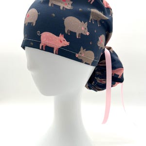 Pig Ponytail Scrub Cap, satin lining option, five styles available