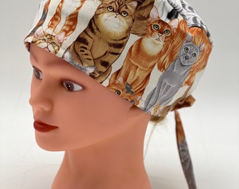 Cats Womens Scrub cap, Surgical Scrub Cap, Scrub Cap for Women, Cat Scrub Cap