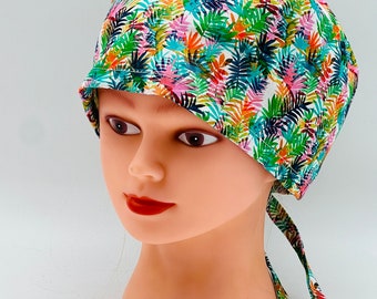 Tropical Palm Womens Scrub cap, Surgical Scrub Cap, Scrub Cap for Women, Men’s Scrub Cap, four styles