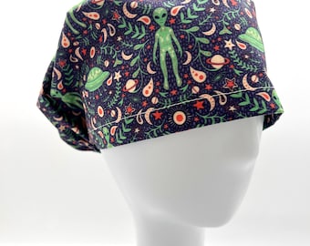 Roswell Alien Spaceship Euro Unisex Scrub Cap, UFO Sighting Surgical Cap, satin lining option, five styles available