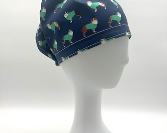 Bonnet de bloc opératoire Aussie Dog in Scrubs Euro, doublure satinée en option, cinq styles disponibles