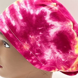 Tie Dye Scrub Cap, euro tie dye scrub cap, ponytail tie dye scrub hat, four styles available image 5