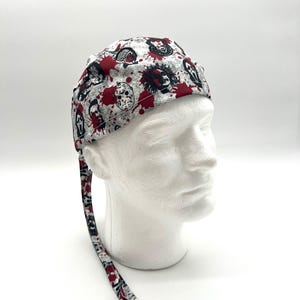 Halloween Scary Men’s Scrub Cap satin lining option, five styles available
