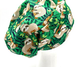 Sloth Life Scrub Cap, Euro Scrub Hat, satin lining option, five styles available