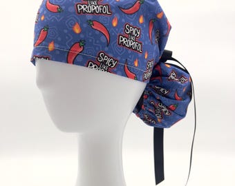 Propofol Anesthesia Ponytail Scrub Cap: Cotton Medical Hat