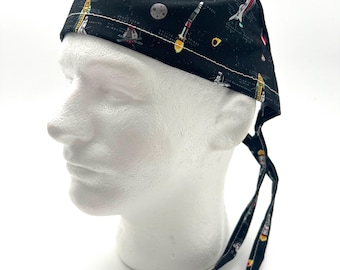 Rockets SpaceX Scrub Cap, Men’s Surgical Cap, satin lining option, five styles available