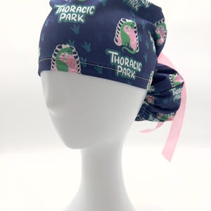 Thoracic Park Surgeons Ponytail Scrub Cap,  satin lining option, five styles available