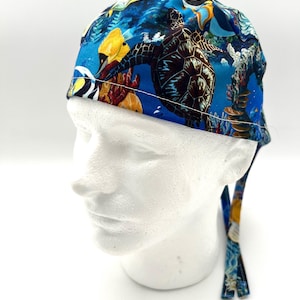 Deep Sea Diving Scrub Cap: Tropical Fish Surgical Hat, Satin Option