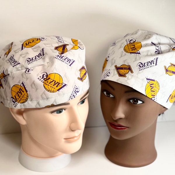 Lakers Surgical Scrub Cap men, euro style for women, Lakers nurse cap, Lakers vet hat, tech Lakers hat