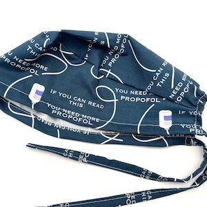 Anesthesia Scrub Cap: "Need More Propofol" Print, Satin Lining Option image 3