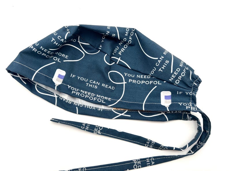 Anesthesia Scrub Cap: "Need More Propofol" Print, Satin Lining Option image 3
