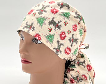 Christmas scrub cap for women, scrub cap women, Ponytail scrub cap, Christmas gift
