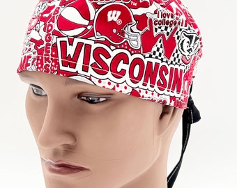 Wisconsin Scrub cap, Euro Scrub Cap, Badgers Scrub Cap, four styles