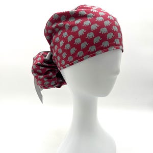 Alabama Scrub Cap, Roll Tide Elephant Ponytail Style, 5 styles and Satin Lining Option