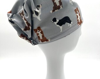 Bonnet de bloc opératoire Border Collie Euro, 4 modèles et option de doublure en satin