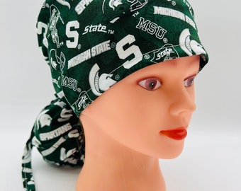 Michigan State Scrub Cap, Spartans Ponytail Cap, four styles