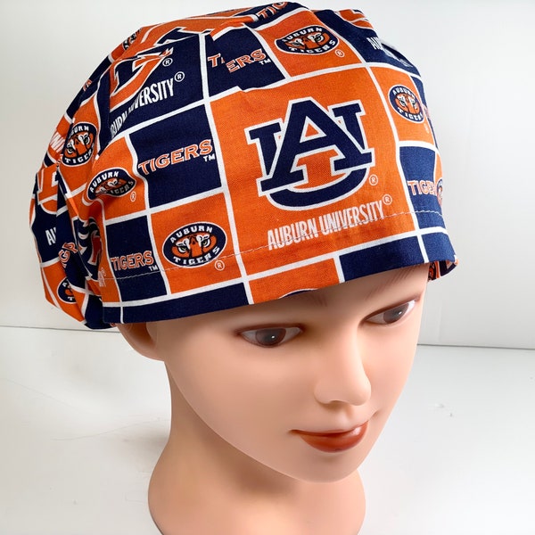 Auburn Scrub Cap, Men's Auburn Scrub Cap, Women's Auburn Scrub Cap, Euro Scrub Cap, Ponytail Scrub Cap, four styles