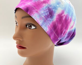 Tie Dye Scrub Cap, euro tie dye scrub cap, four styles available