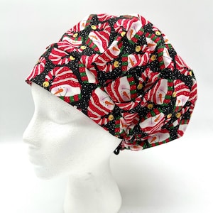 Christmas Scrub Cap, Santa Bouffant Scrub Cap, Womens Scrub Cap, Satin Lining Option, five styles available