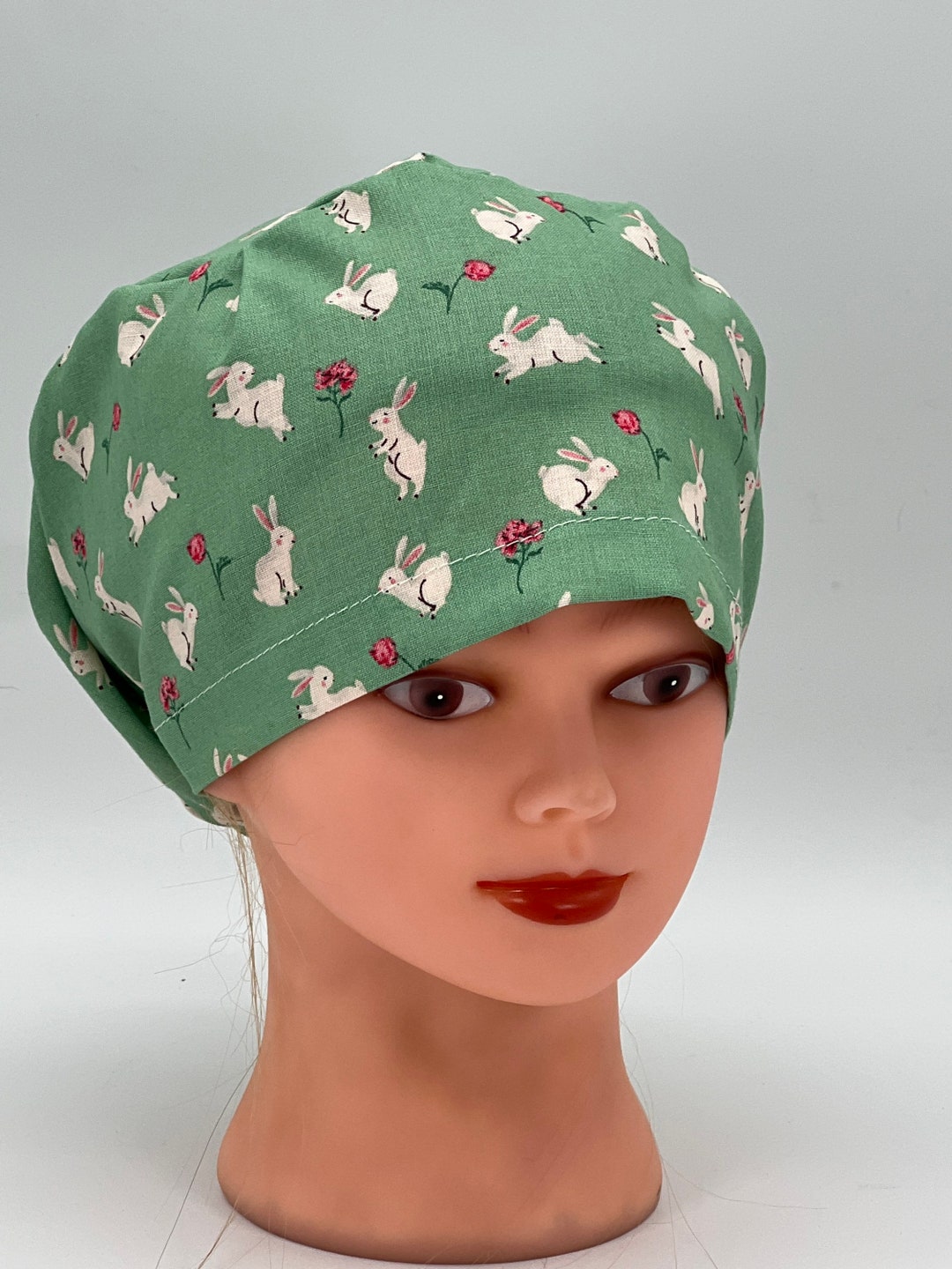 Bunny Scrub Cap, Euro Scrub Cap, Scrub Cap for Women, Easter Scrub Cap
