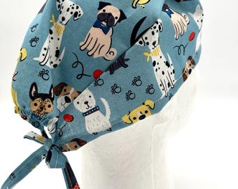 Dogs Print Scrub Cap: Cotton Medical Hat, Five Styles