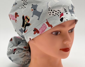Hollywood Dogs Ponytail Scrub Cap: Women's Surgical Hat