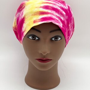 Tie Dye Scrub Cap, euro tie dye scrub cap, ponytail tie dye scrub hat, four styles available image 1