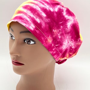 Tie Dye Scrub Cap, euro tie dye scrub cap, ponytail tie dye scrub hat, four styles available image 2