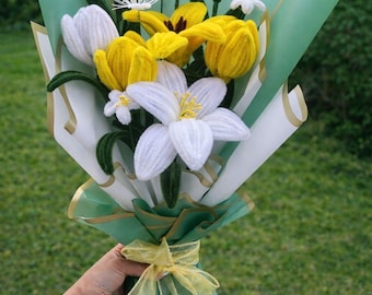 Present till henne, födelsedagspresent - Handgjord blomsterbukett för alltid