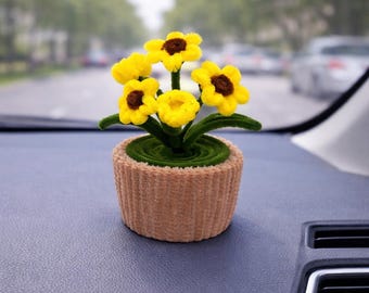Handgjord blomsterdekoration för alltid | Ornament för instrumentbräda i bilen, skrivbordsaccessoar