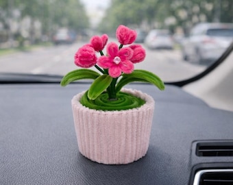 Handgjord blomsterdekoration för alltid | Ornament för instrumentbräda i bilen, skrivbordsaccessoar