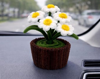 Handgjord blomsterdekoration för alltid | Ornament för instrumentbräda i bilen, skrivbordsaccessoar