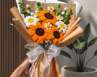 Present till henne, födelsedagspresent - Handgjord blomsterbukett för alltid