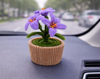 Handgjord blomsterdekoration för alltid | Ornament för instrumentbräda i bilen, skrivbordsaccessoar