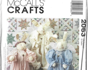 Patrón McCall 2063 de 36 pulgadas, conejito con alas de ángel y mono, de 1999