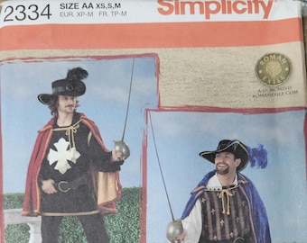 Simplicity Sewing Pattern 2334 Adult Costumes Pirate Sizes AA xs,s,m and BB L, XL