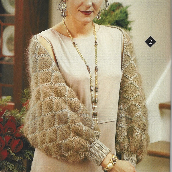 Vintage Crochet Mohair Shrug Digital Pattern Measuring 60.5 inches cuff to cuff